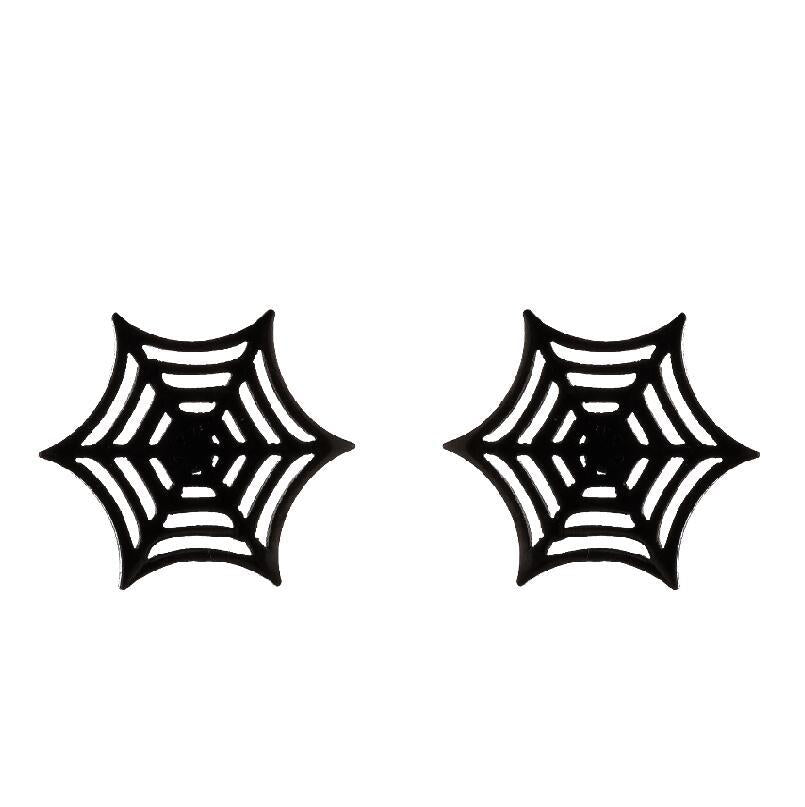 wholesale tiny charm stainless steel spider Cobweb stud earrings jewelry earring unisex china manufacturer supplier