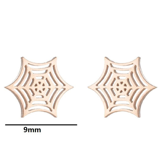 wholesale tiny charm stainless steel spider Cobweb stud earrings jewelry earring unisex china manufacturer supplier