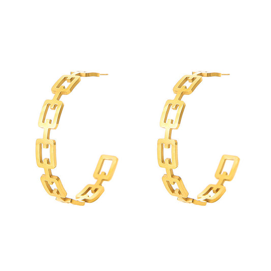 half hoop earring made by stainless steel gold plated diameter: 4.5cm 7mm wide