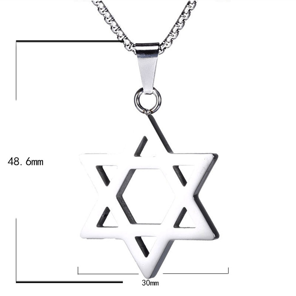menorah david's stainless steel fashion trendy men's Jewish Star of David pendant necklace jewelry men and women