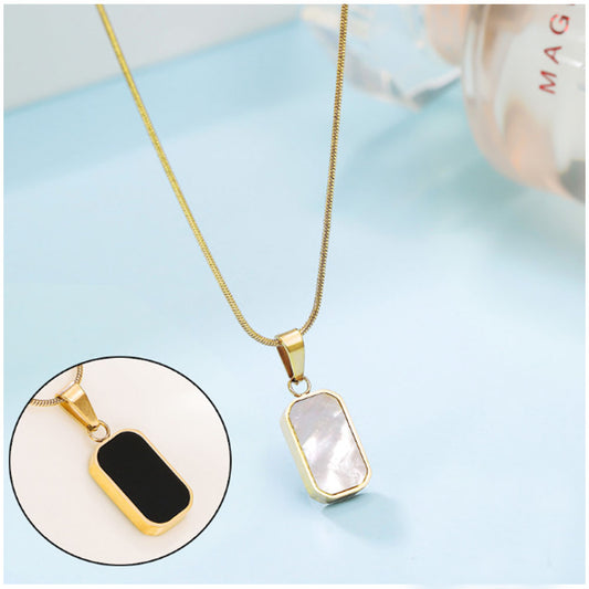 wholesale fashion titanium stainless steel rectangle pendant necklace charm women choker necklaces jewelry supplier