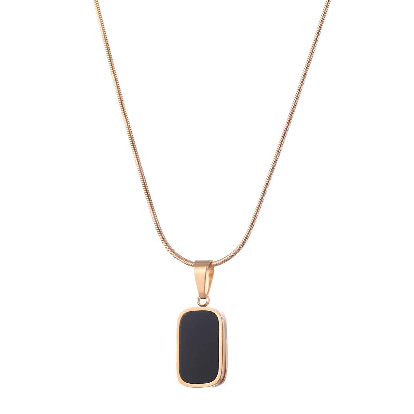 wholesale fashion titanium stainless steel rectangle pendant necklace charm women choker necklaces jewelry supplier