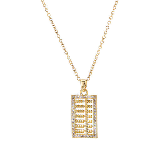 wholesale fashion titanium stainless steel rectangle abacus pendant necklace charm women choker necklaces jewelry supplier