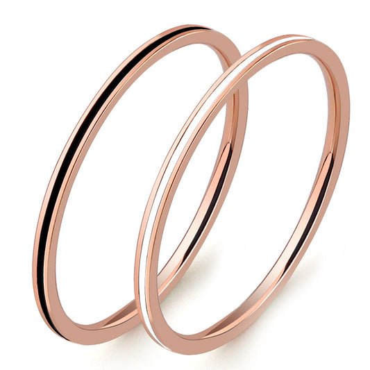 wholesale fashion light luxury stainless steel 1.2mm wide enamel thin ring finger rings jewelry women manufacturer supplier