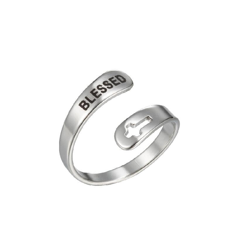 wholesale fashion wedding party stainless steel inspirational engraving finger ring jewelry unisex rings manufacturer supplier