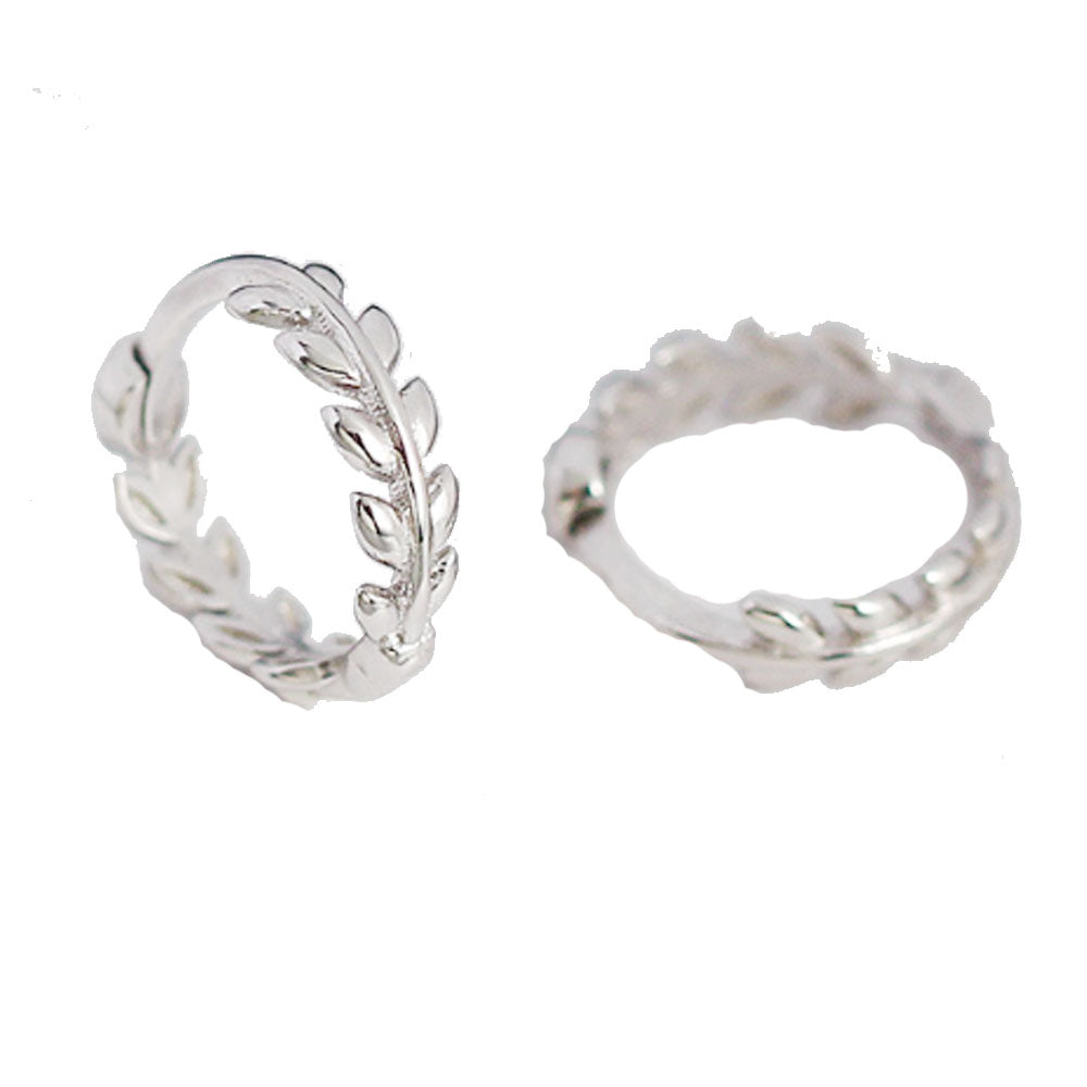 wholesale women minimalist silver sterling 925 leaf tiny huggie hoop earrings accessories women jewelry earring supplier