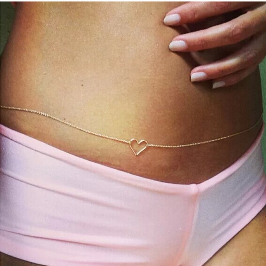 Alloy chain heart charm Belly Waist 80 + 6CM Long waist beads women belly chain body chain jewelry sexy